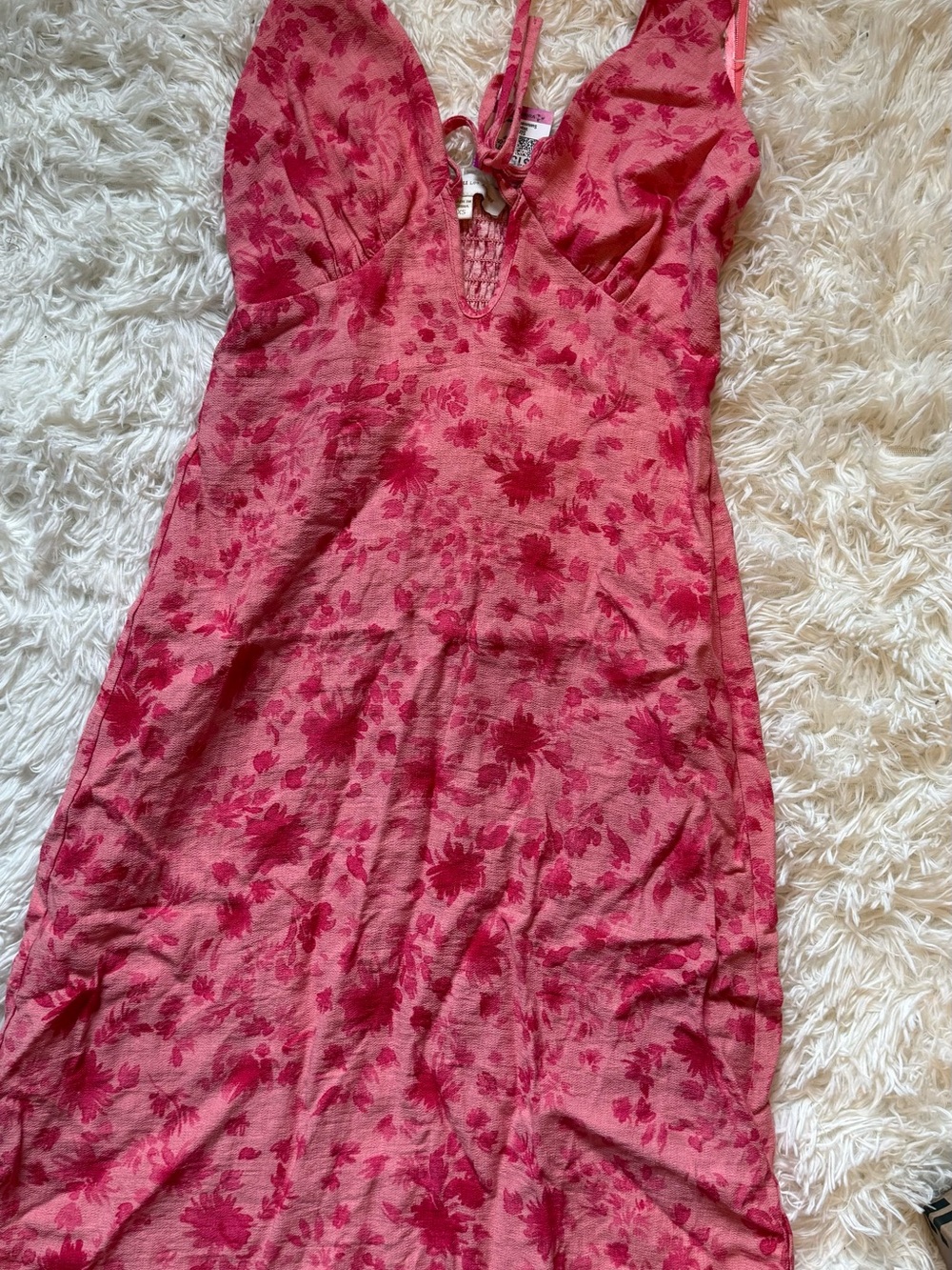 Floral Pink Mini Dress with V-Neck